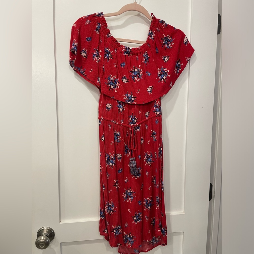 Red floral dress
